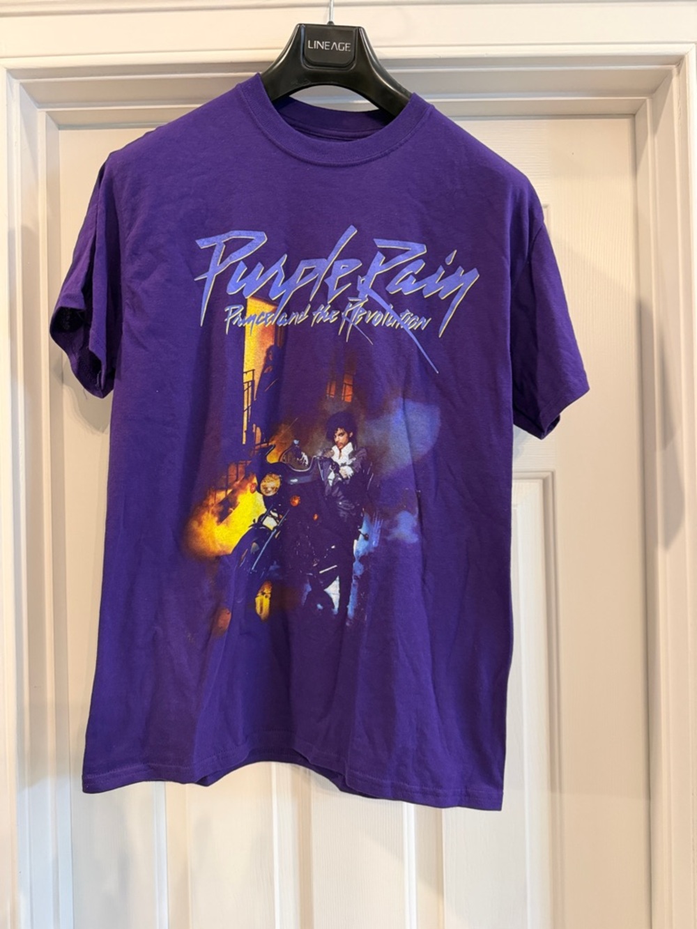 Purple Rain Graphic Tee - Purple -Prince on motorcycle